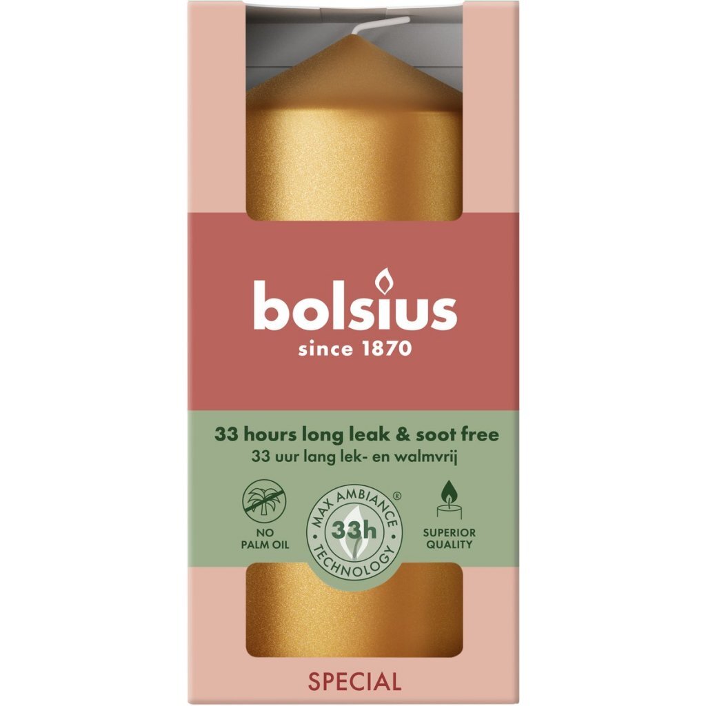 Bolsius Stompkaars 12X5.8 Cm Metallic Golden Orange