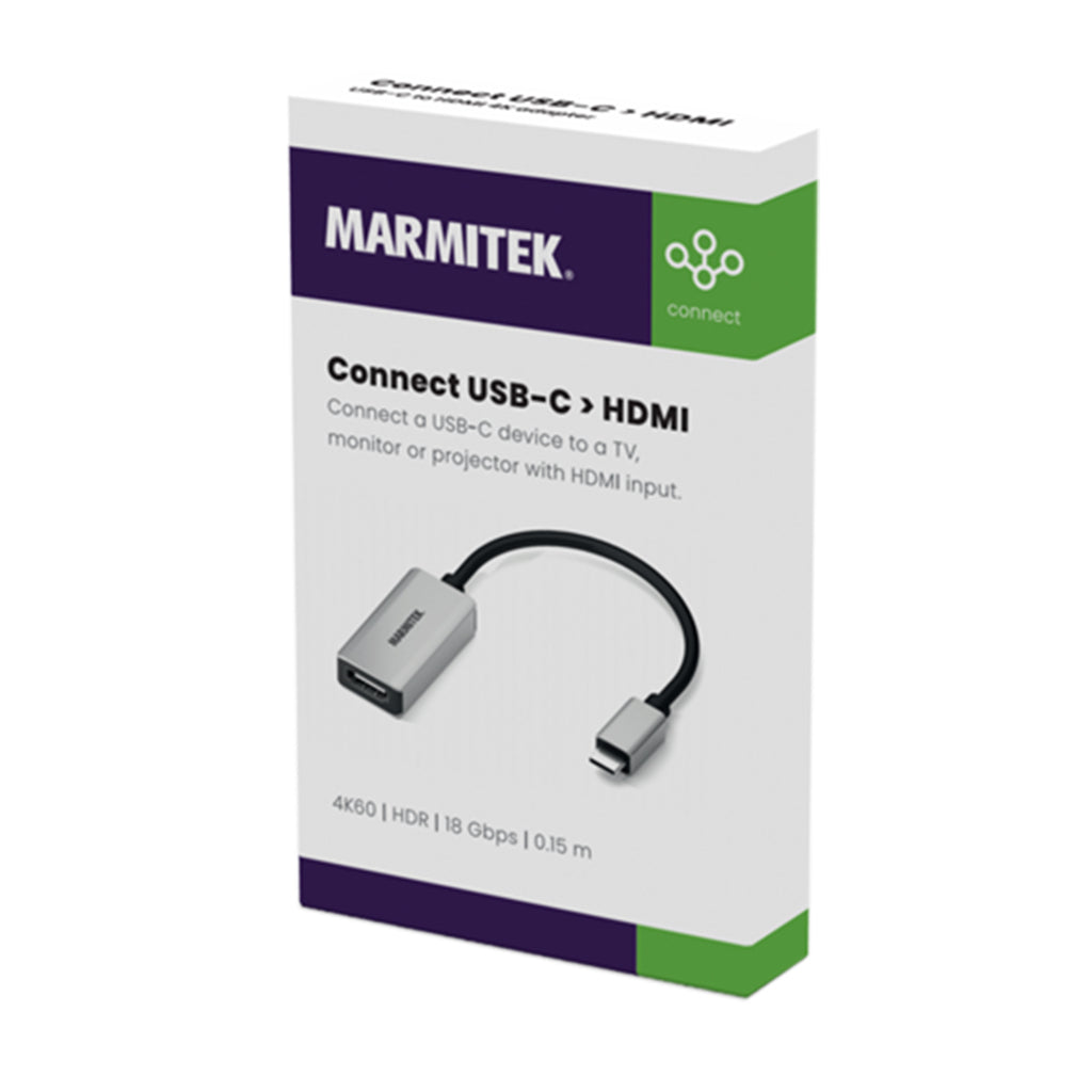 Marmitek Connect Usb-C Naar Hdmi Adapter Zilver/Zwart