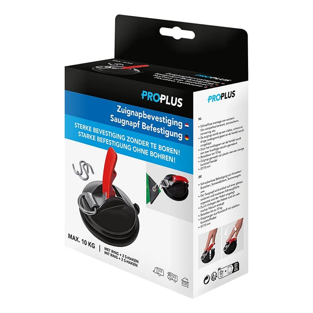 Proplus Zuignapbevestiging Met Ring + 2 S-Haken Zwart/Rood