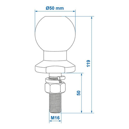 Proplus Trekhaakkogel Recht M16 X 50Mm
