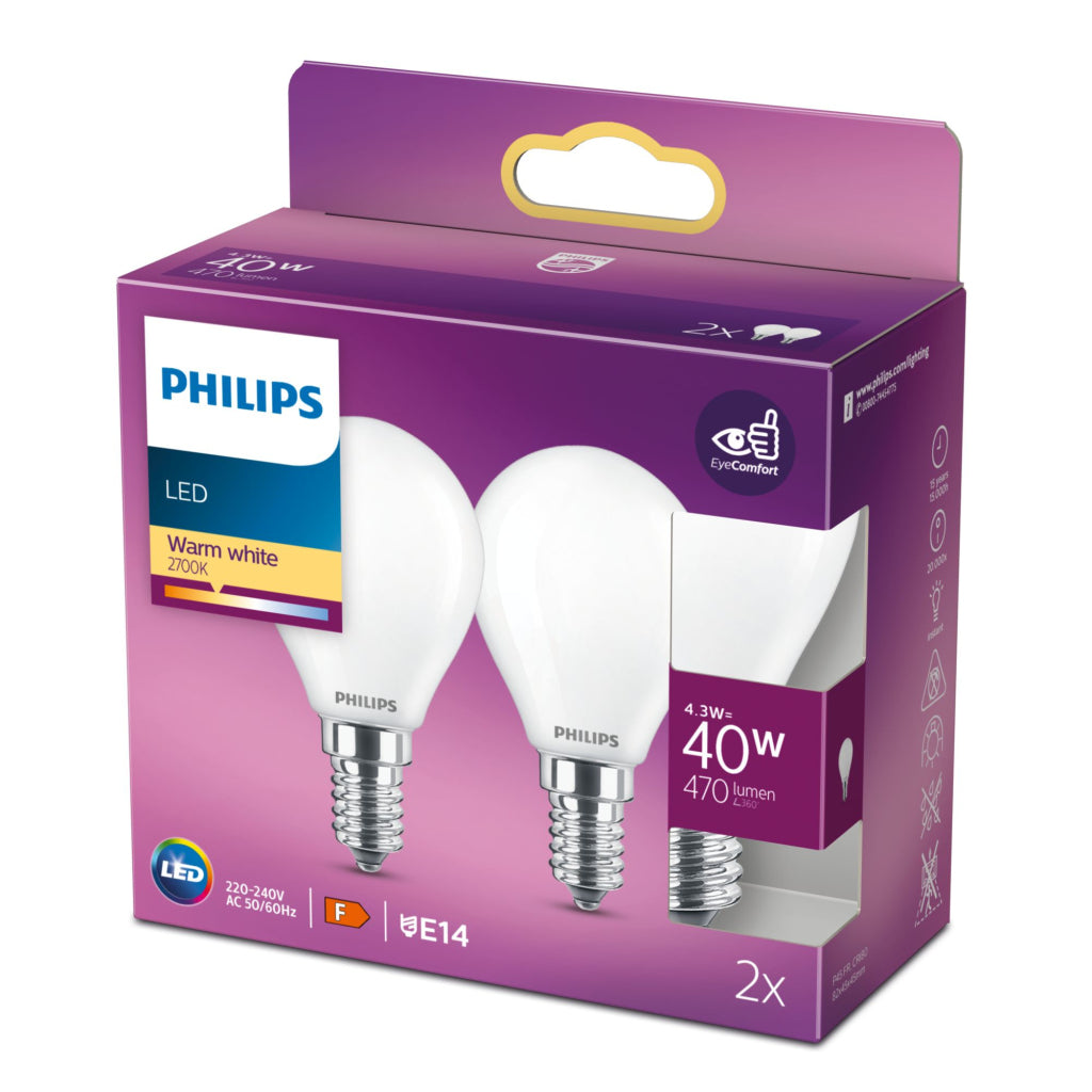 Philips Led Classic 40W P45 E14 Ww Fr Nd 2Pf/6 - 2Er Pack Verlichting