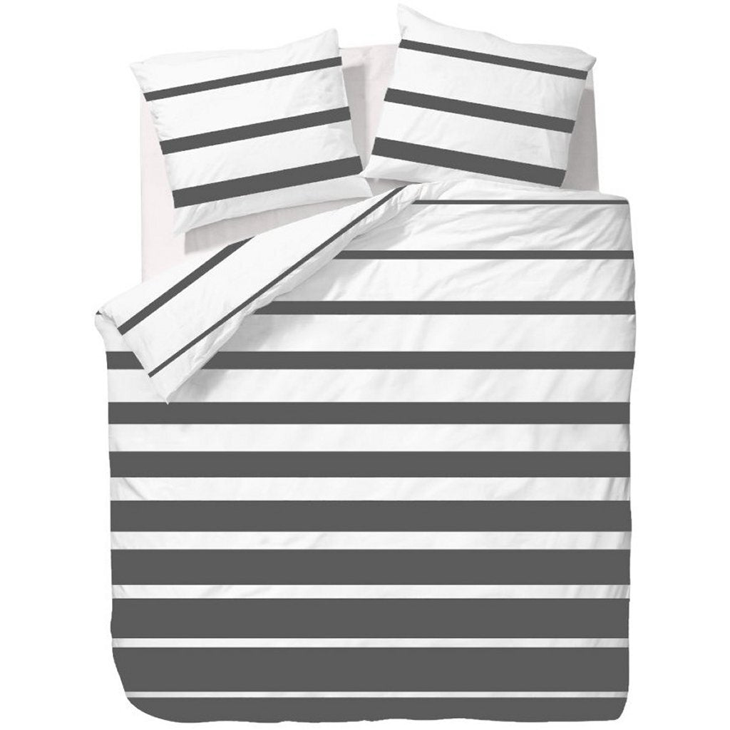 Ten Cate Dekbedovertrek Celia 240X200/220 Cm Antraciet/Wit/Katoen
