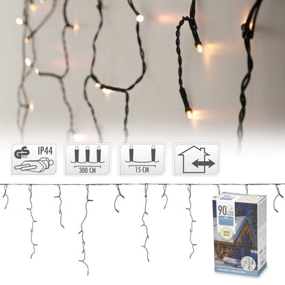 Overige Merken Ijspegel Led Verlichting Snoer 90 Led'S 300 Cm Warm Wit Zwart