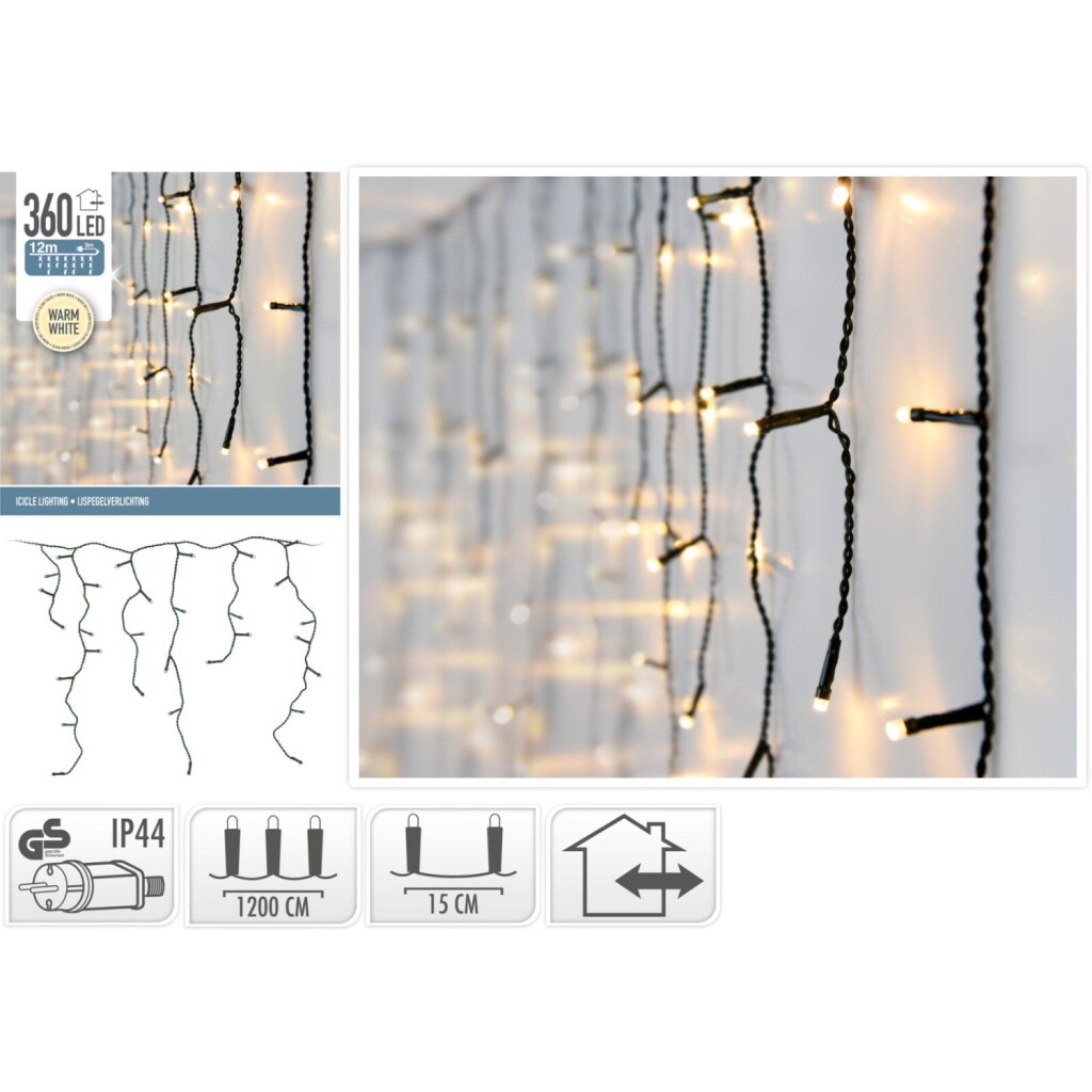 Overige Merken Kerst Ijspegelverlichting 360 Leds Binnen&Amp;Buiten Ip44 12M