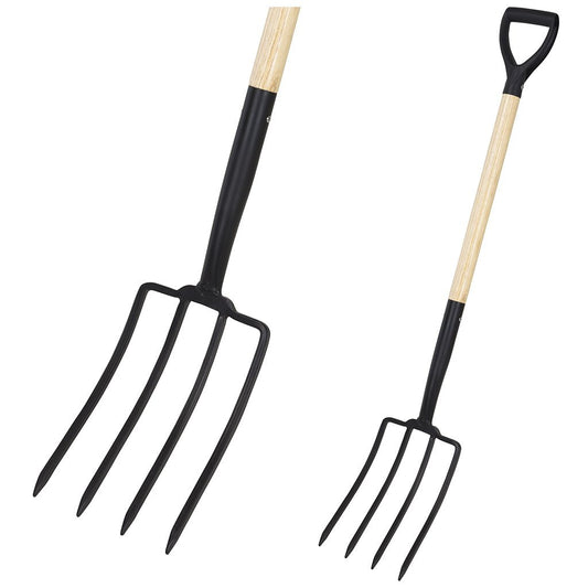 Pro Garden Hooivork Met Houten Steel 115 Cm Zwart/Hout
