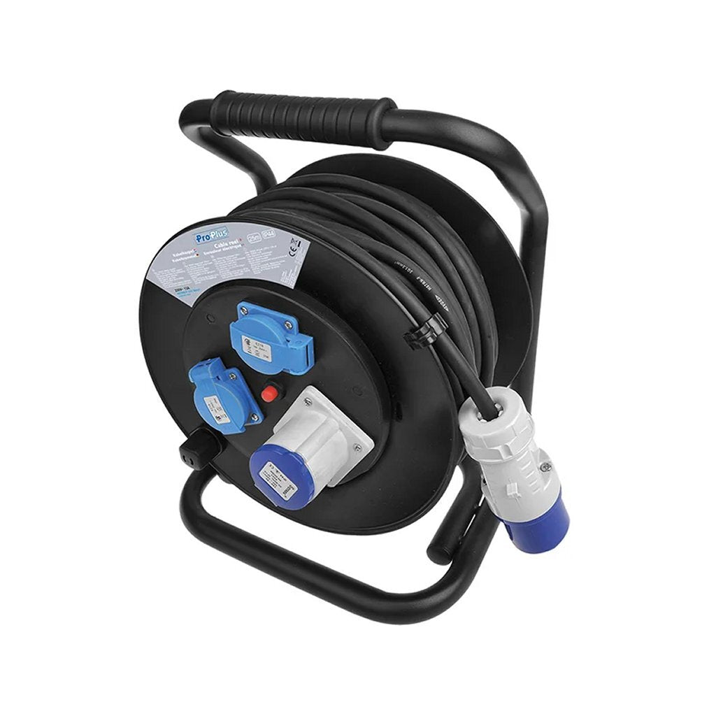 Proplus Kabelhaspel Cee 25 M 3X1,5 Mm&Sup2; (2X Schuko + 1X Cee) Zwart