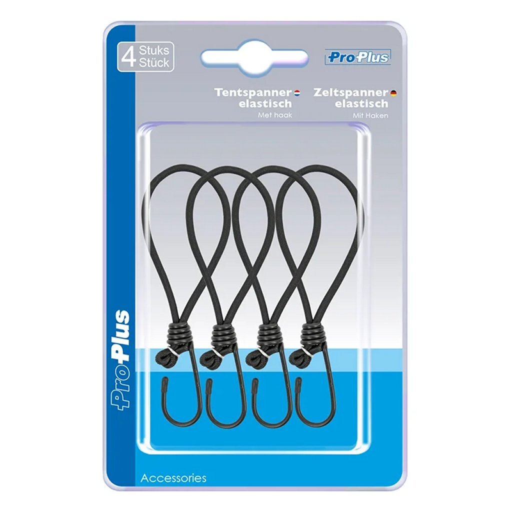Proplus Elastische Tentspanners Met Haak Zwart 4 Stuks