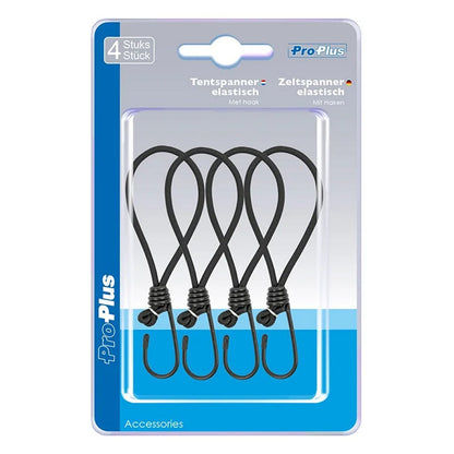Proplus Elastische Tentspanners Met Haak Zwart 4 Stuks
