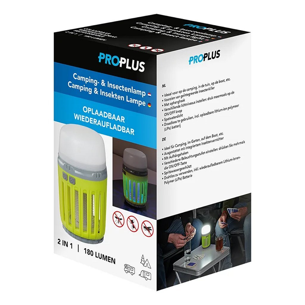 Proplus 2In1 Camping-Insectenlamp Oplaadbaar 7X13.2 Cm Geel/Grijs