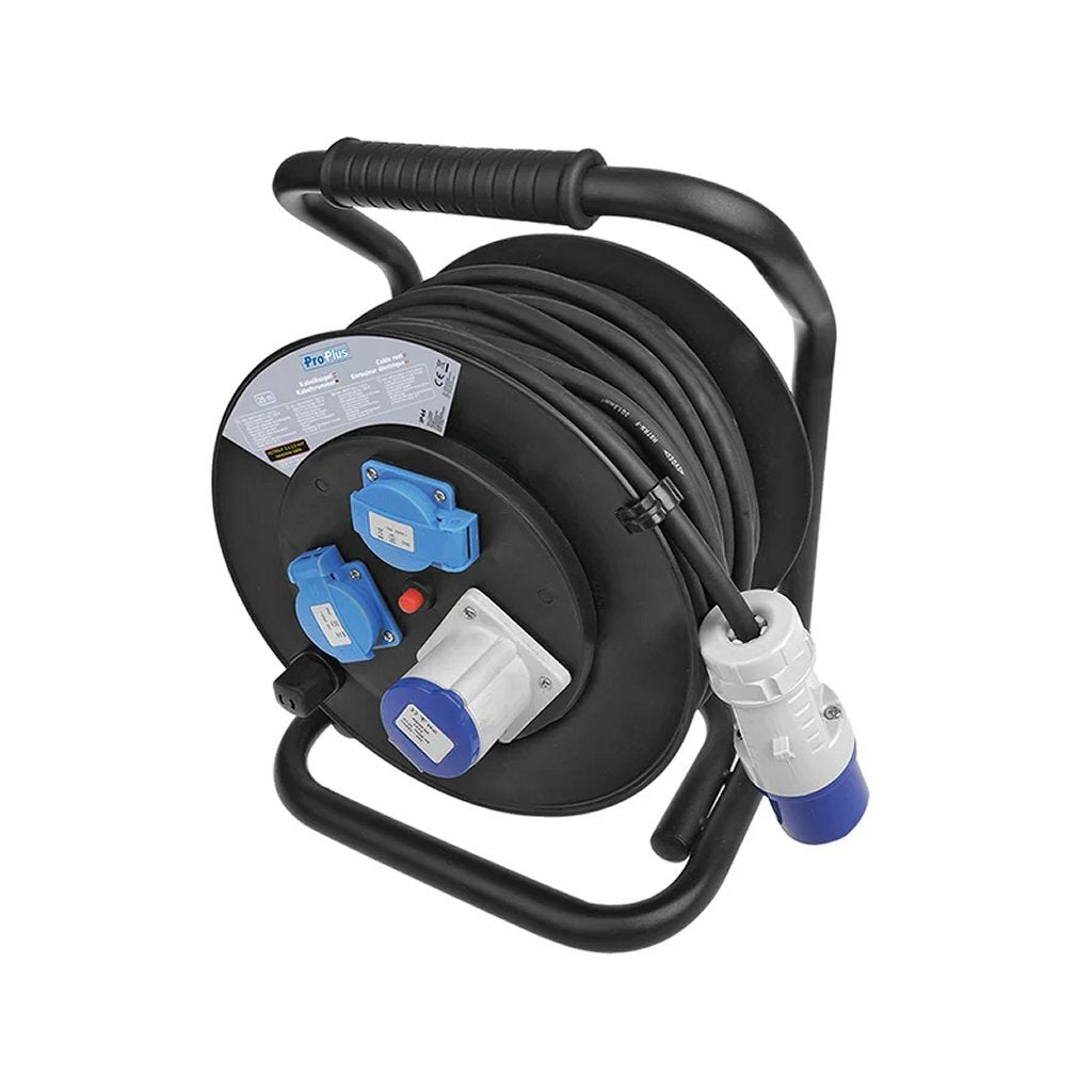 Proplus Kabelhaspel Cee 25 M 3X2,5 Mm&Sup2; (2X Schuko + 1X Cee) Zwart