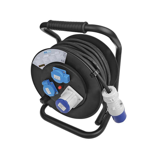 Proplus Kabelhaspel Cee 25 M 3X2,5 Mm&Sup2; (2X Schuko + 1X Cee) Zwart
