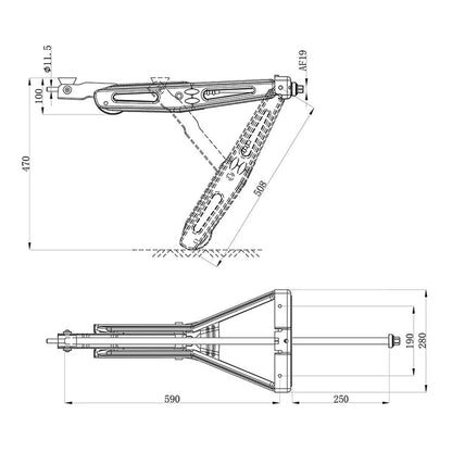 Proplus Caravanhoeksteun Met Verlengd Uitdraaimechanisme 60.5X28X47 Cm