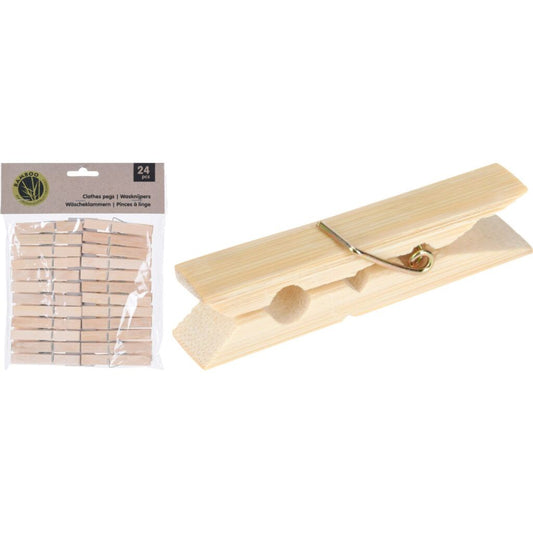 Basic Bamboe Wasknijpers 24 Stuks
