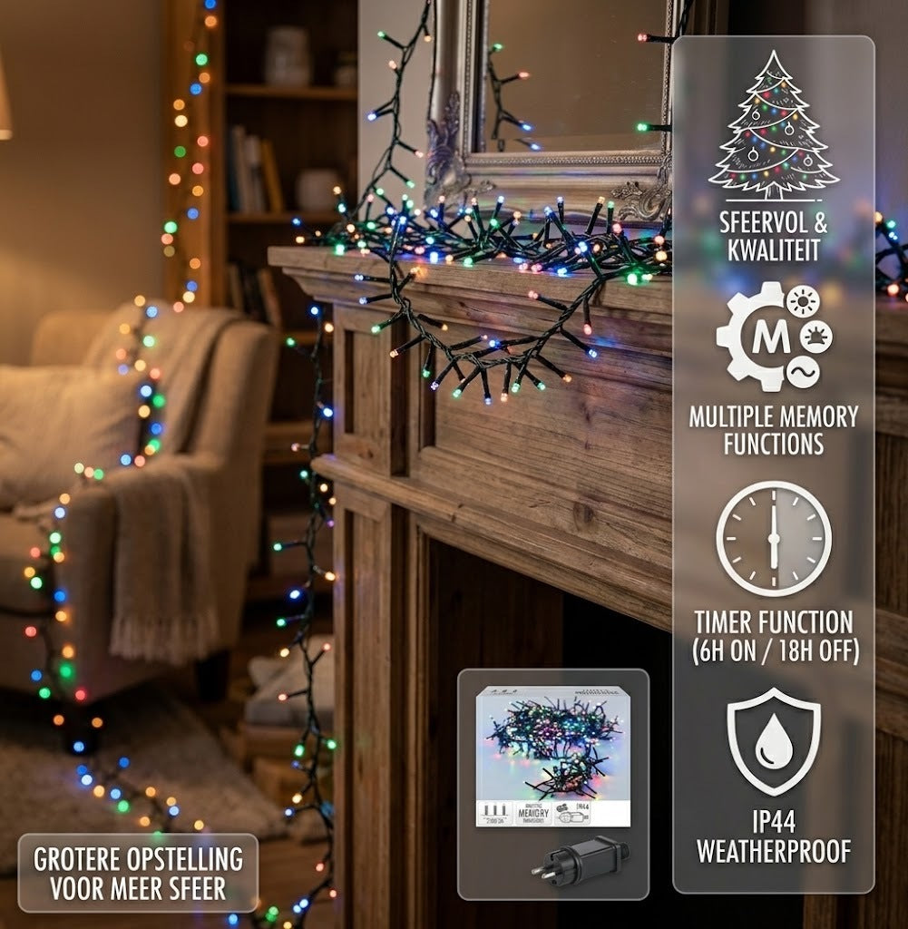 S.i.a. Kerstverlichting Cluster Multicolor 21,8M Binnen En Buiten 3000 Led'S