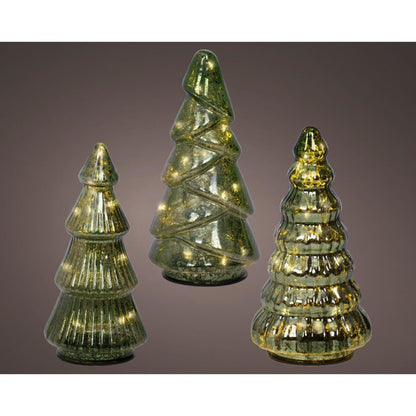 Overige Merken Glazen Micro Led Bomen Set Groen