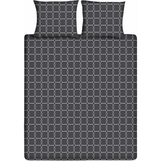 Ten Cate Katoenen Eenpersoons Dekbedovertrek 140X200/220 Cm Graphic Antraciet
