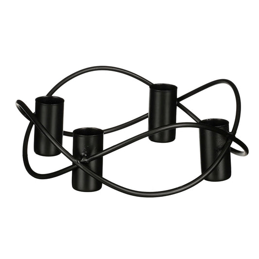 Overige Merken Metalen Kandelaar Voor 4 Kaarsen 5.5X17 Cm Zwart