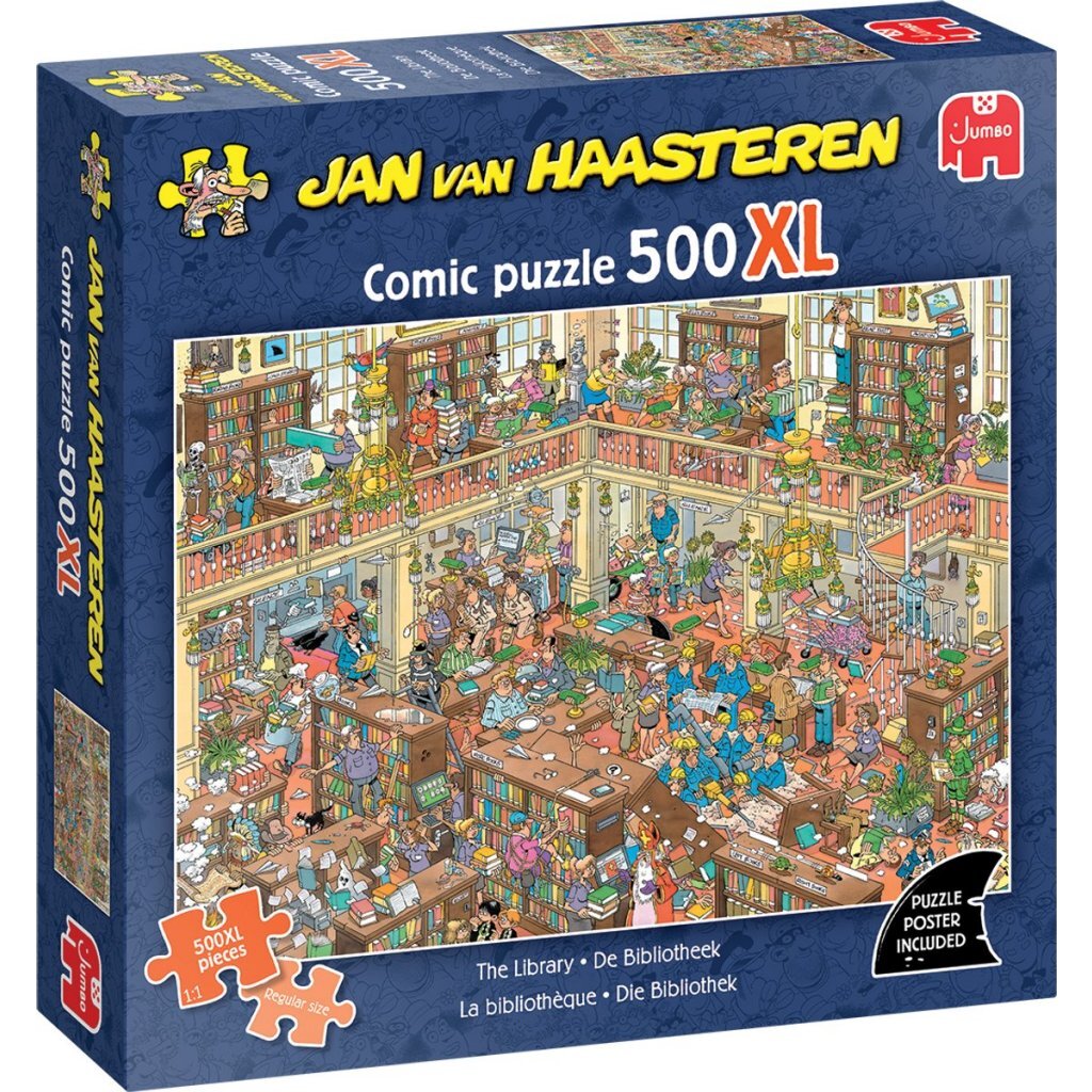 Jumbo Puzzel Jan Van Haasteren De Bibliotheek 500 Xl Stukjes + Poster