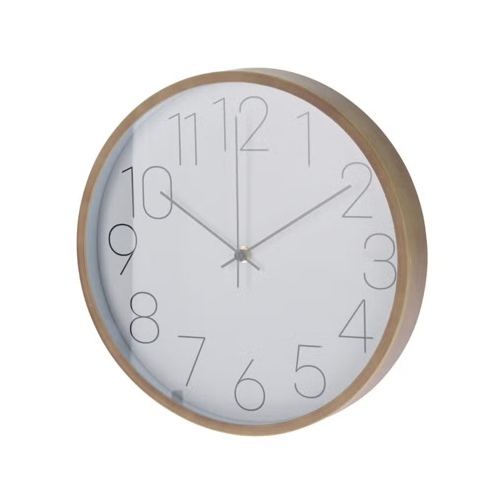 Overige Merken Wandklok Houtlook 30.5X4 Cm Wit/Hout