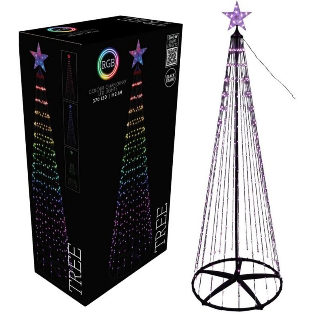 Overige Merken Rgb Led Kerstboom 370 Led'S 210 Cm Zwart