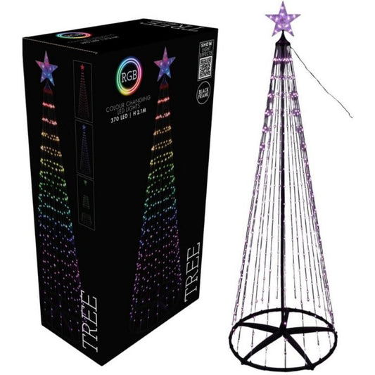 Overige Merken Rgb Led Kerstboom 370 Led'S 210 Cm Zwart