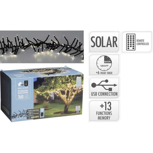 S.i.a. Solar Verlichting Rechargeable 768 Led 30M Warm Wit