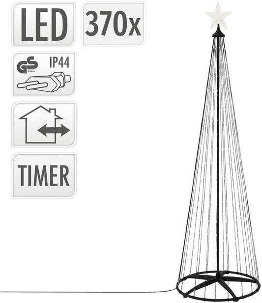 Excellent Houseware Decoratie Led Boom + Ster 370 Led'S 210 Cm Extra Warm Wit Zwart