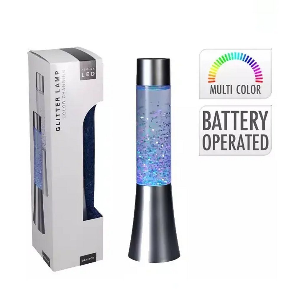 Overige Merken Glitter Rgb Led Lamp 8X33 Cm Zilver