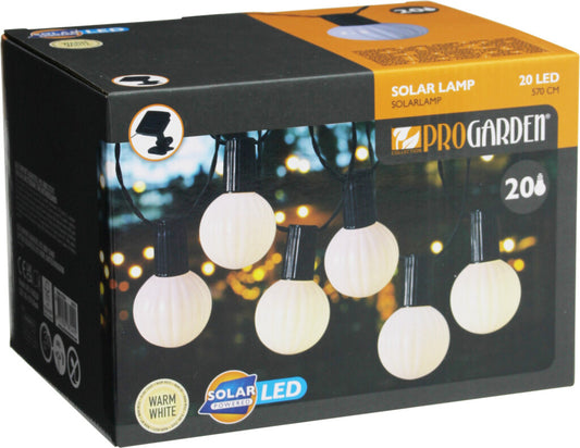 Pro Garden Solar Led Lichtslinger 20 Warm Witte Lampen 5,7 Meter Buitenverlichting Op Zonne-Energie