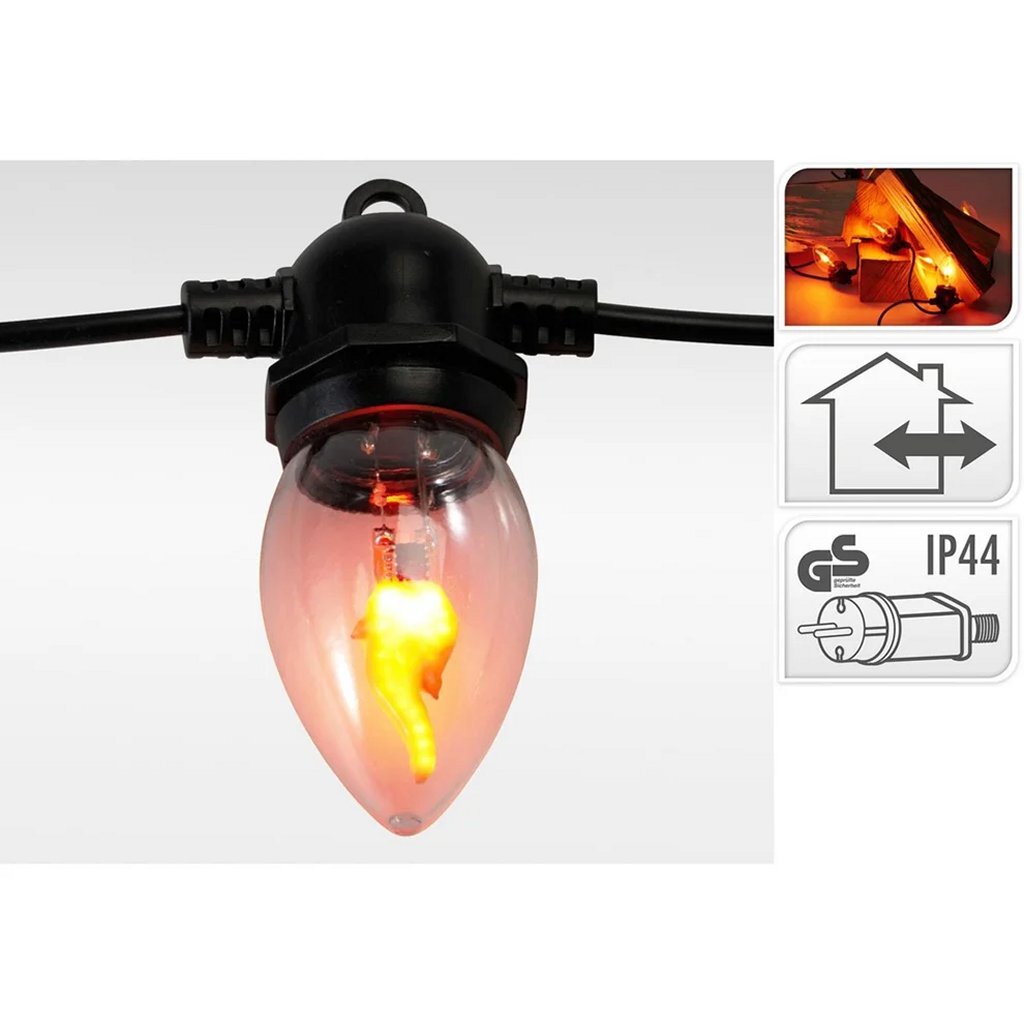 S.i.a. Decoratie Led Vlamverlichting 10 Led'S 300 Cm Warm Wit Zwart