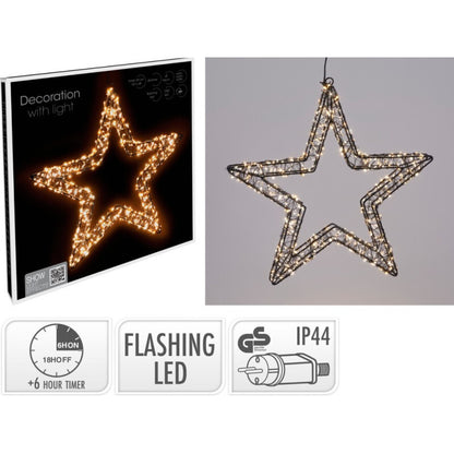 Excellent Houseware Stralende Kerstster Met Led Verlichting Ip44 Met Timer &Amp; Twinkle Effect 76Cm