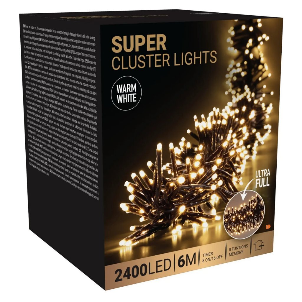 S.i.a. Super Cluster Led-Verlichting 2400 Led'S 600 Cm Warm Wit Zwart