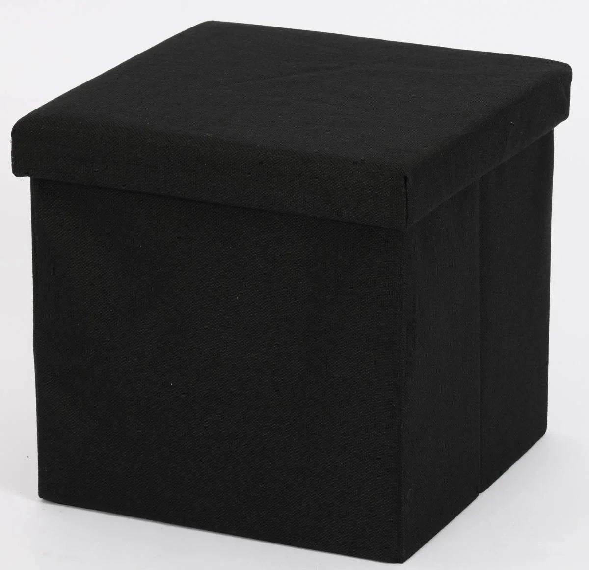 Ceruzo Poef - Zwart - 38X38X38 Cm - Opvouwbaar - Hocker Met Opbergruimte