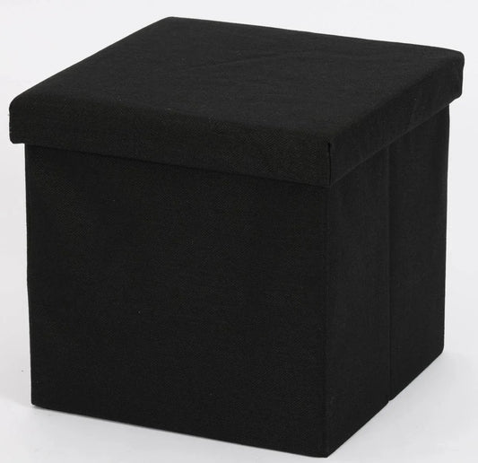 Ceruzo Poef - Zwart - 38X38X38 Cm - Opvouwbaar - Hocker Met Opbergruimte