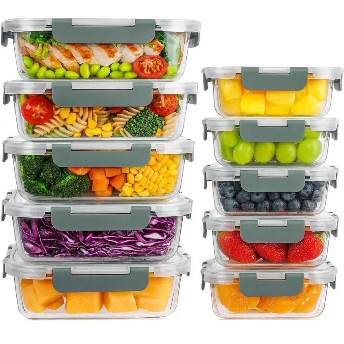 Ceruzo Meal Prep Bakjes - 10 Stuks Vershoudbakjes - Glas