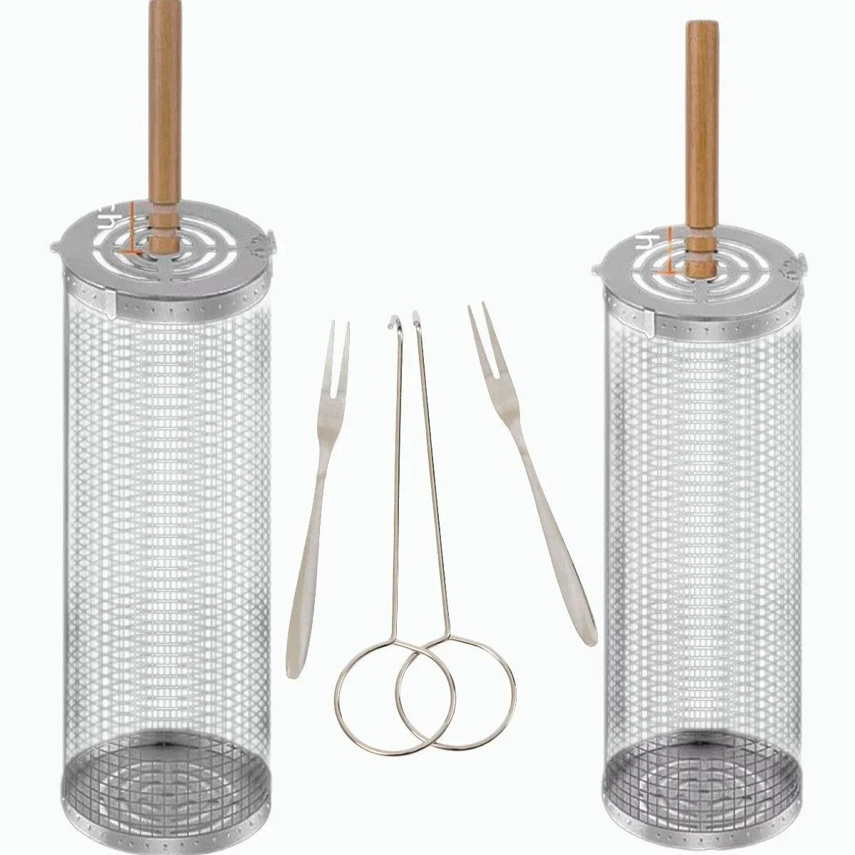 Ceruzo Grillmand - Set Van 2 - Rollend Grillrooster - 30 Cm