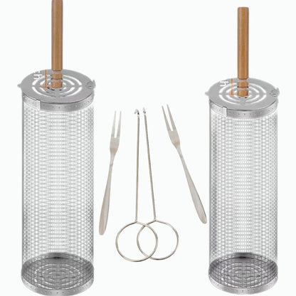 Ceruzo Grillmand - Set Van 2 - Rollend Grillrooster - 30 Cm