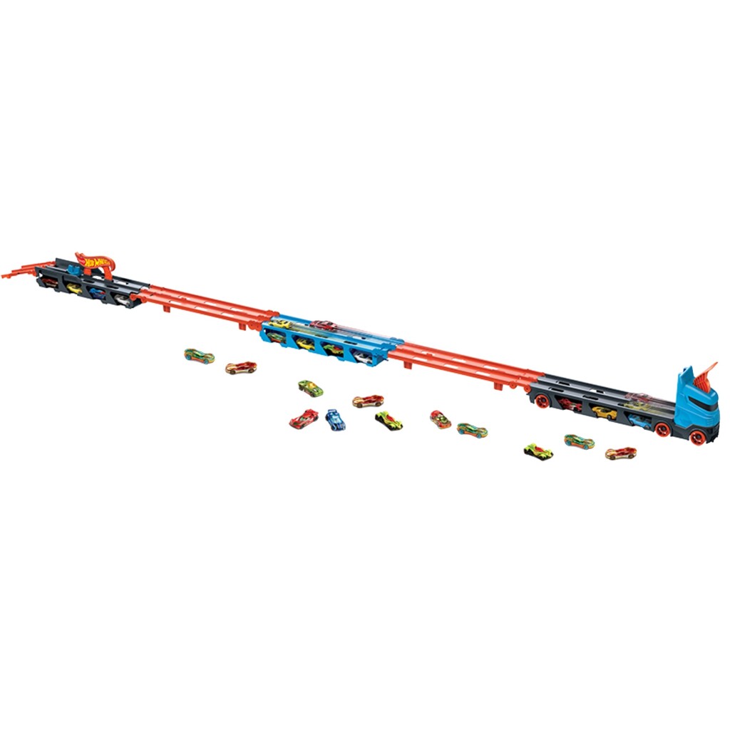 Mattel Hot Wheels Speedway Hauler + 3 Auto's