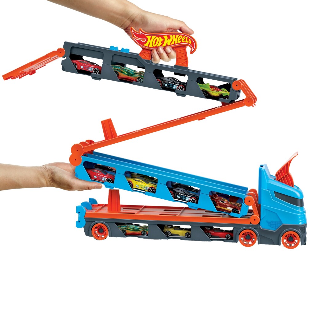 Mattel Hot Wheels Speedway Hauler + 3 Auto's
