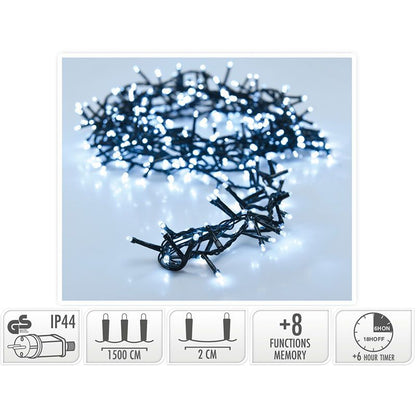Micro Cluster Met Haspel - 750 Led - 15 Meter - Met Timer - Wit