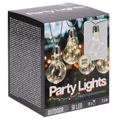 Feestverlichting Voor De Tuin - 450Cm - Warm Wit - 10X5 Led - Gevlochten Snoer
