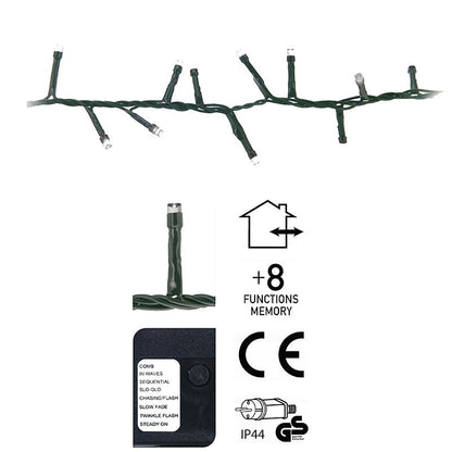 Micro Cluster 1200 Led's - 24 Meter - Wit - 8 Functies + Geheugen