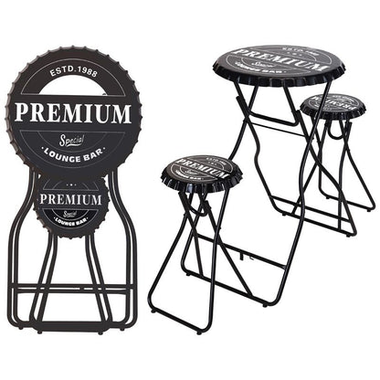 Bartafel Met 2 Stoelen - Zwart