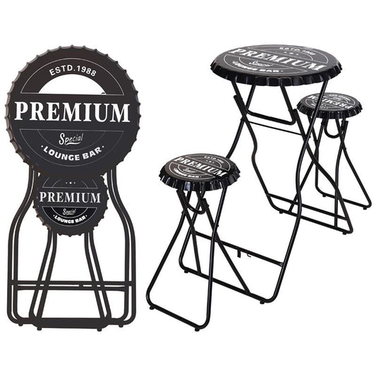 Bartafel Met 2 Stoelen - Zwart