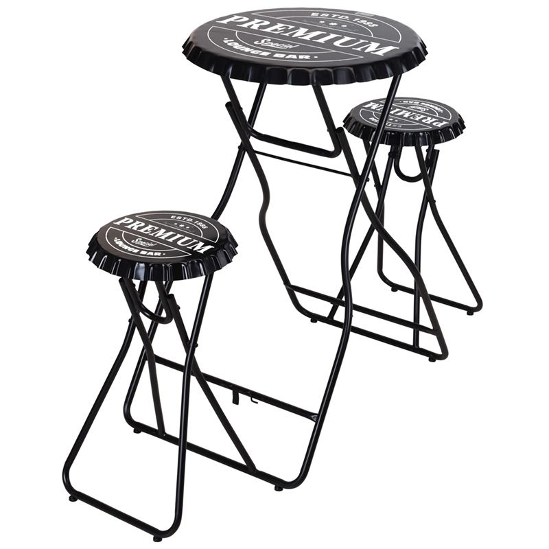 Bartafel Met 2 Stoelen - Zwart
