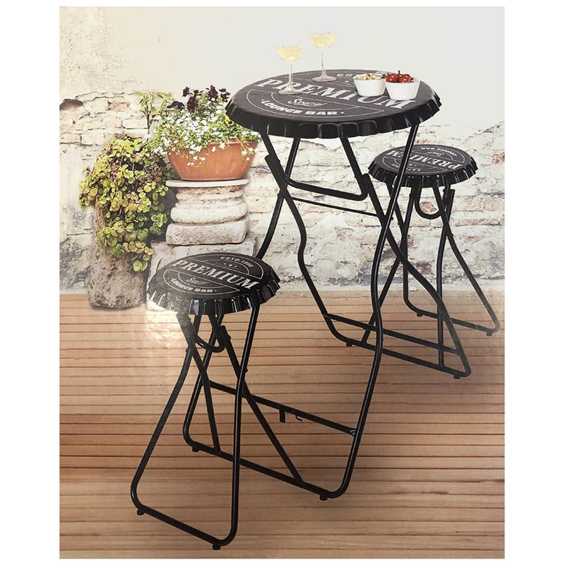 Bartafel Met 2 Stoelen - Zwart