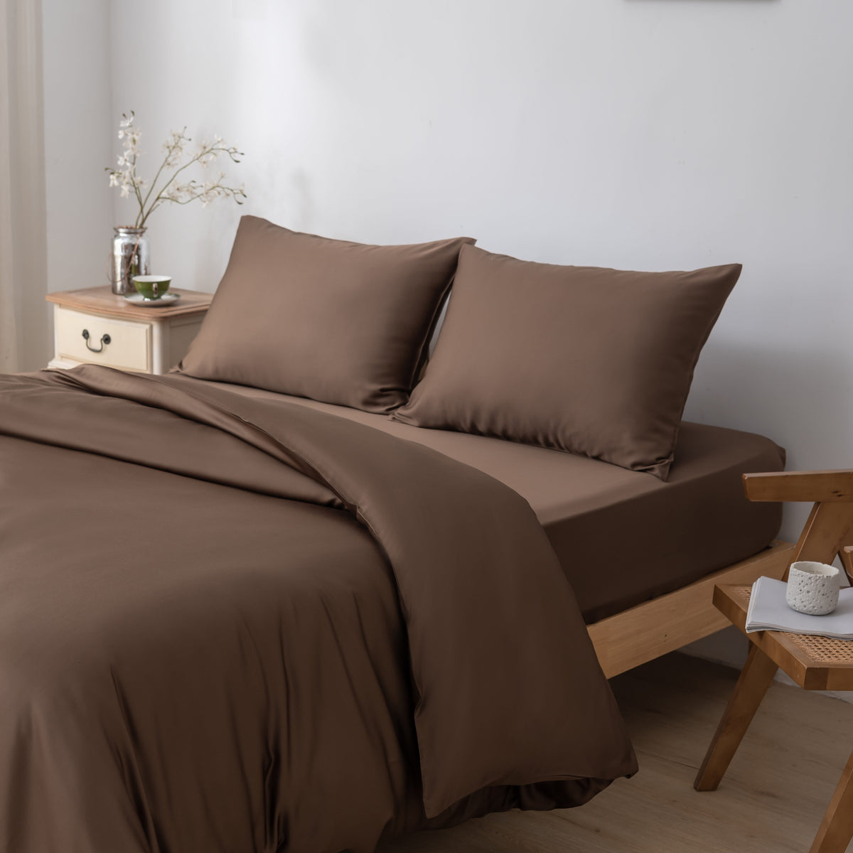 Beddengoedset 1-Persoons - Coffee Brown