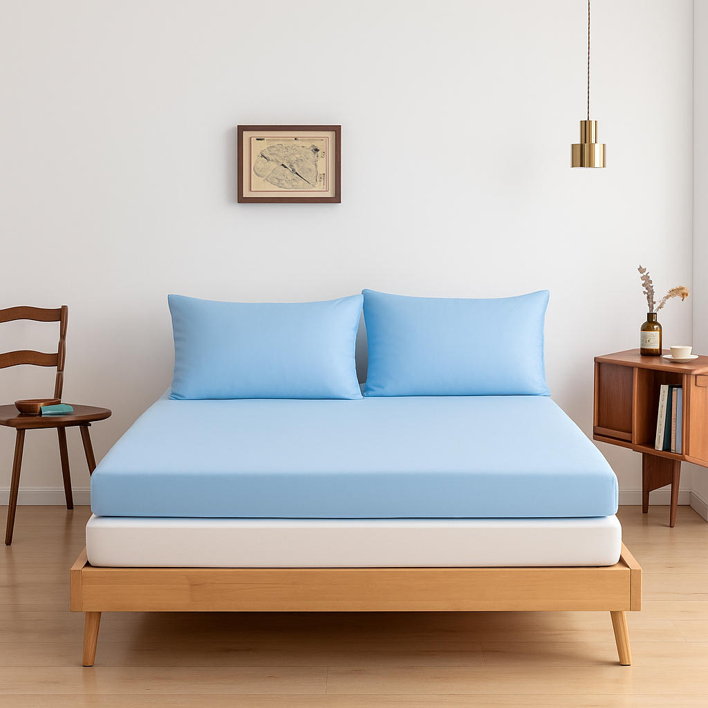 Hoeslaken (Topdekmatras) - Sky Blue - Premium