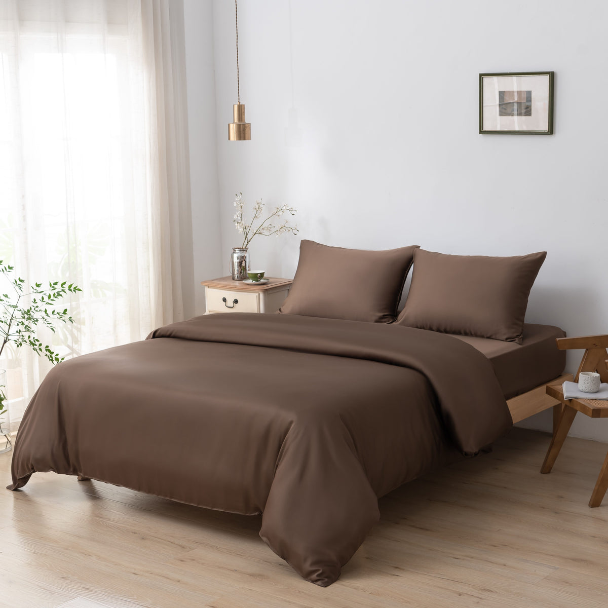 Beddengoedset 1-Persoons Xl - Coffee Brown